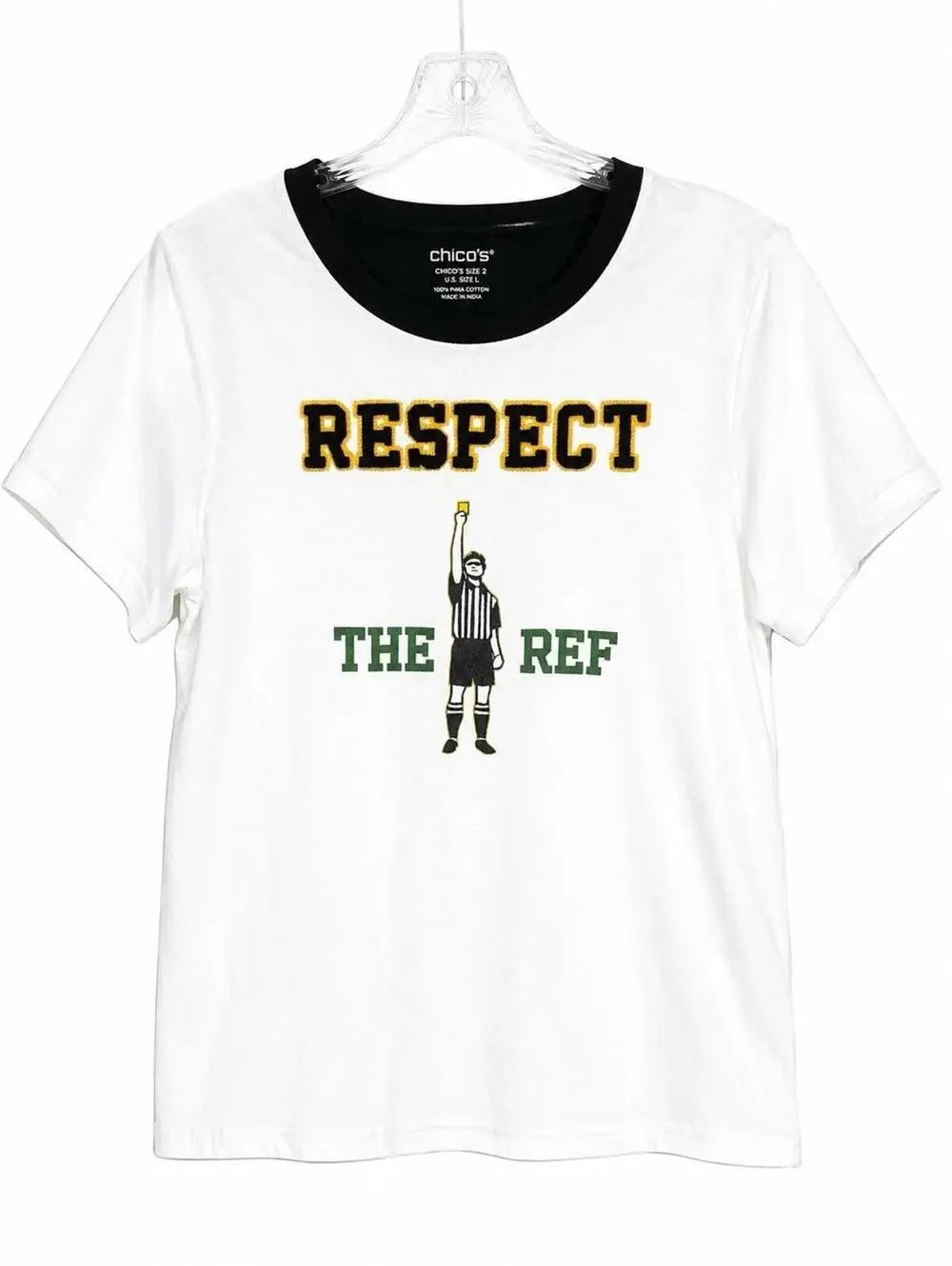Gymboree Respect The Ref Soccer Embroidered Ringer Tee Youth Size 10 White 2009